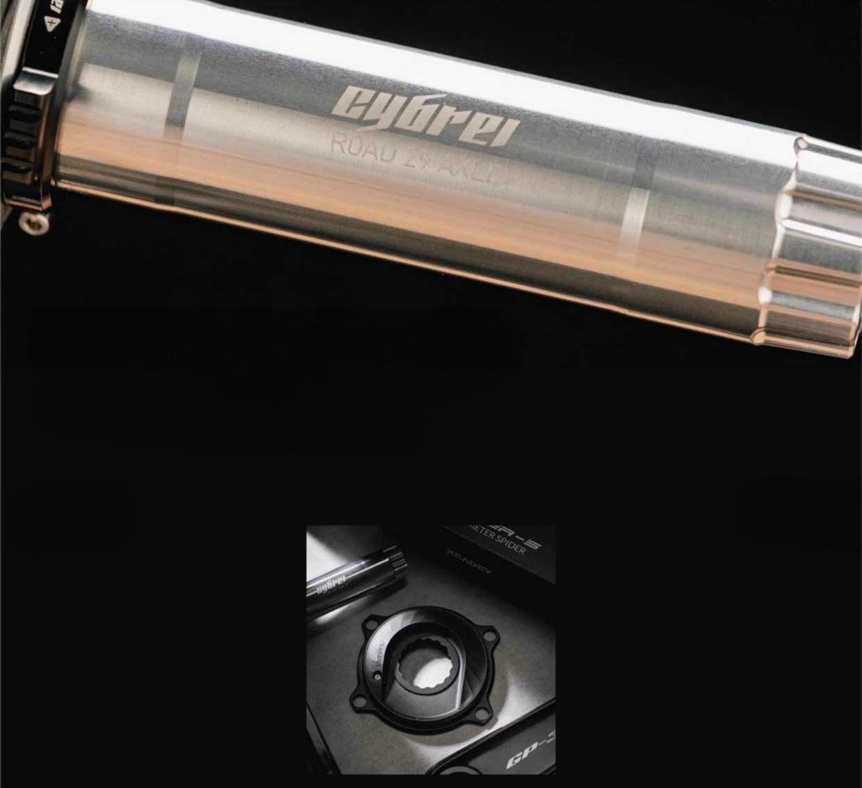 Carbon crankset premium package with crank arms, aero chainrings, spider, and bolt kit in box