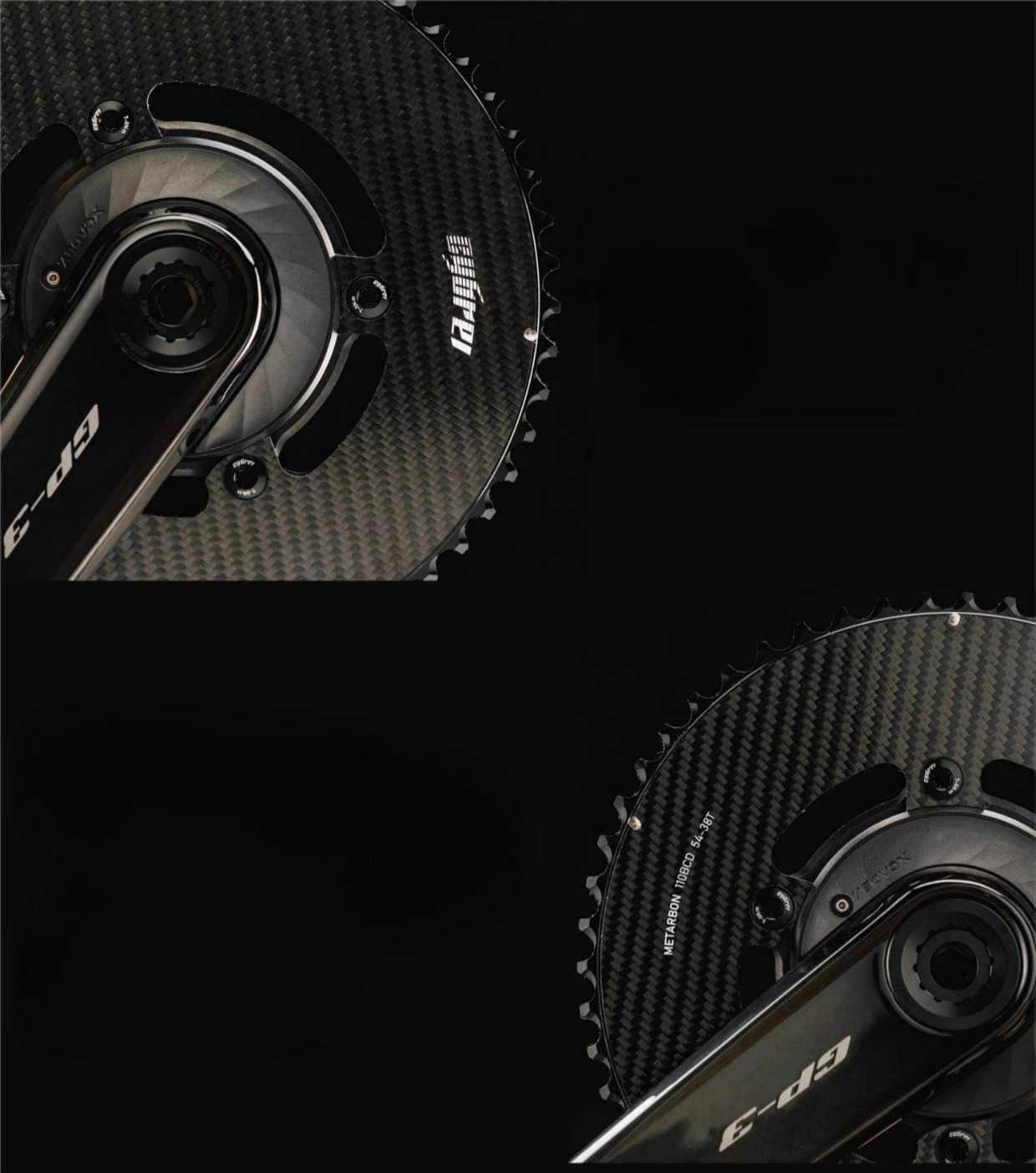 24 axle carbon crankset package with aero 2x chainrings and standard spider